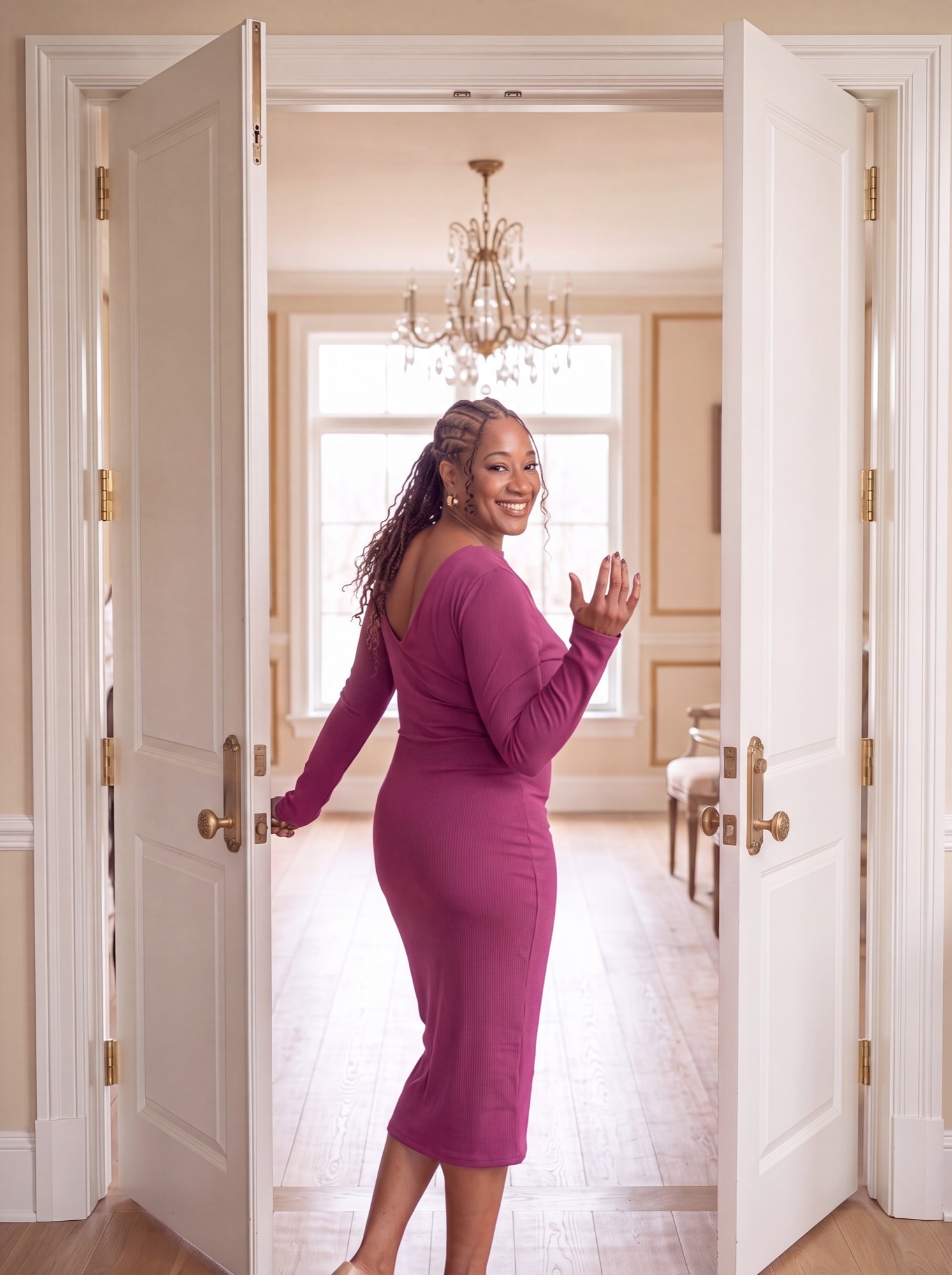 Lisane Basquiat, Legacy Healing Strategist and founder of Shaping Freedom®, opening the door in natural light