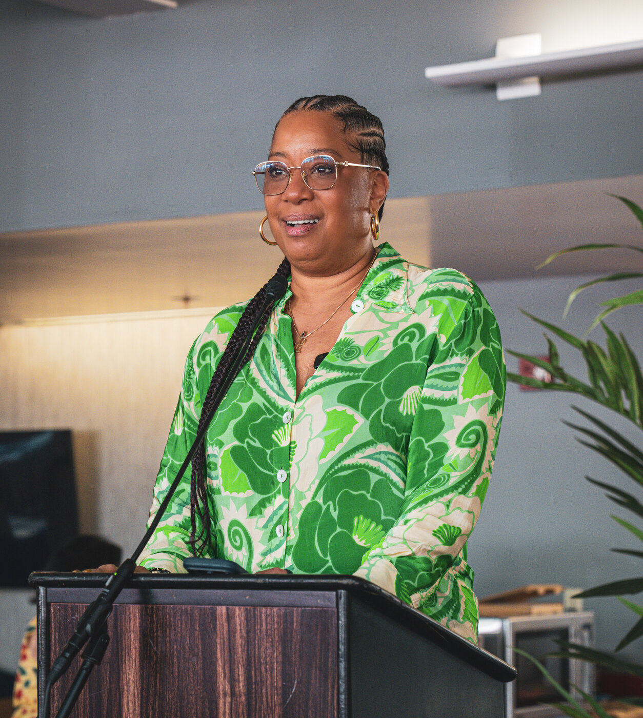 Lisane Basquiat delivering the keynote at the We Are Cultura Conference, hosted by Mana de North County, August 2026